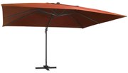 vidaXL Zweefparasol met LED-verlichting 400x300 cm terracottakleurig