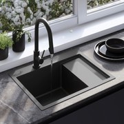 Stalen spoelbak Fin Black