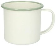 Beker met oor, emaille, groengrijs/wit,Ø 9 cm