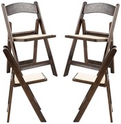 Pak 4 opvouwbare Gala stoelen met kussen met houteffect