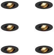 Set van 6 Moderne inbouwspot zwart - Rondoo GU10 Binnenverlichting Lamp