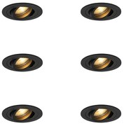 Set van 6 Moderne inbouwspot zwart - Rondoo
