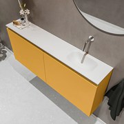 Mondiaz Ture 120cm toiletmeubel ocher met wastafel talc rechts geen kraangat