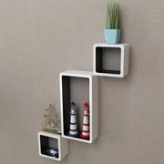 vidaXL Wandplanken kubus 6 st wit en zwart