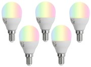 Set van 5 E14 dimbare LED lampen G45 opaal 4.9W 470 lm 2700-6500K