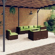 vidaXL 8-delige Loungeset met kussens poly rattan bruin