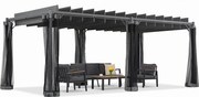 Antraciet Malaga terraspergola 3x6m met muggengaas Garden Point