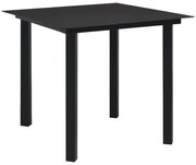 vidaXL Tuintafel 80x80x74 cm staal en glas zwart