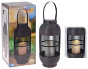 ProGarden Lantaarn met kaars solar LED rattan zwart