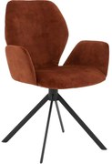 Goossens Eetkamerstoel Hera koper velvet stof met armleuning, modern design