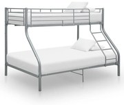 vidaXL Stapelbedframe metaal grijs 140x200 cm/90x200 cm