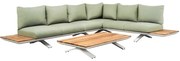 SUNS Stockholm hoek loungeset 3 delig soft green mixed weave / matt white