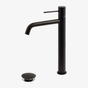 Orveta Click-clack Messing Wastafelkraan En Afvoerklepset Zwart & ↑30 Cm & Klep Met Overloop - Sklum