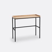 Eiken, fineer en stalen consoletafel Volga