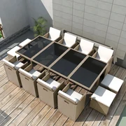 vidaXL 13-delige Tuinset met kussens poly rattan beige