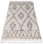 Tapijt BERBER FEZ G0535 crème / bruinrand ,  Barber , marokkaanse shaggy