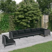 vidaXL 7-delige Loungeset met kussens poly rattan donkergrijs