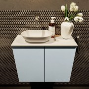 Mondiaz Fowy toiletmeubel 60cm clay met witte waskom links zonder kraangat