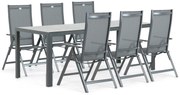 Tuinset 6 personen 210 cm Aluminium/textileen Grijs Hartman Aruba/Venustas