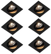 Set van 6 Moderne inbouwspot zwart verstelbaar - Chuck 70