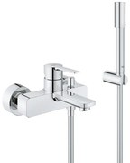 GROHE Lineare New badkraan met omstel en koppelingen met handdouche Sena met wanddouchehouder en doucheslang 150cm chroom 33850001