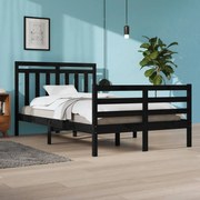 vidaXL Bedframe massief hout zwart 120x200 cm