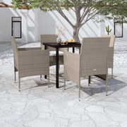 vidaXL 5-delige Tuinset met kussens beige en zwart