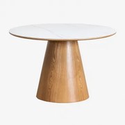 Aura Ronde Houten Eettafel Keramiek & Ø120 Cm & Essenfineer - Sklum