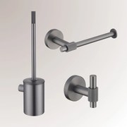 Best Design High End toilet accessoire set incl toiletborstel, rolhouder en haak gunmetal