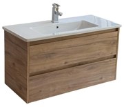 Sanicare Avenza badmeubel 100cm diveria oak met keramische wastafel wit