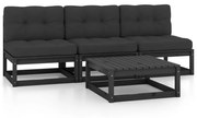 vidaXL 4-delige Loungeset met kussens massief grenenhout