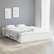 vidaXL Bedframe massief hout wit 150x200 cm 5FT King Size