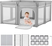 VEVOR Babybox, 200 x 178 cm, Peuterbox, Opvouwbare Speeltuin met Ritsdeur en Zacht Ademend Gaas, Veilig Activiteitencentrum voor Binnen- en Buitengebruik