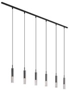 Modern railsysteem zwart met 6 hanglampen zwart met smoke glas 1-fase - Slimline Loyce