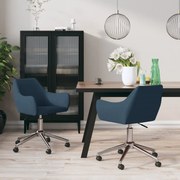 vidaXL Eetkamerstoelen draaibaar 2 st stof blauw