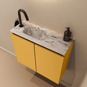 Mondiaz Ture DLux toiletmeubel 60cm ocher met wastafel glace links met kraangat