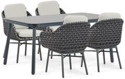 Tuinset 4 personen 160 cm Aluminium/rope Zwart Lifestyle Garden Furniture Santika