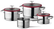 CUISINOX 4-delige Kookset zilverkleurig en rood