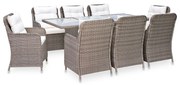 vidaXL 9-delige Tuinset poly rattan bruin