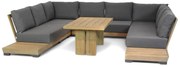 U-Vorm Loungeset 8 personen Teak Old teak greywash  Lifestyle Garden Furniture Hilton/Brighton