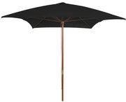 vidaXL Parasol met houten paal 200x300 cm zwart