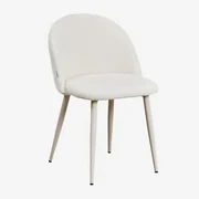Kana Deluxe Eetkamerstoel Van Bouclé Stof Beige – Crème & Bouclé Wit - Sklum