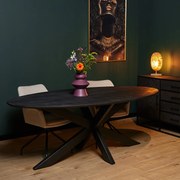 Starfurn New York Ovale Eettafel Zwart Hout 210 Cm - 210 X 100cm.