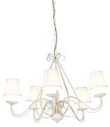 Kroonluchter wit plissé crème klemkap 5-lichts - Giuseppe Klassiek / Antiek E14 rond Binnenverlichting Lamp