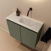 Mondiaz Ture DLux toiletmeubel 60cm army met wastafel opalo rechts zonder kraangat