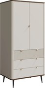 Kledingkast Lufela 100, Kasjmier, Notenhout, 191x90x60cm, 95 kg, Kledingkast deuren: Met scharnieren