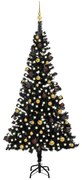 vidaXL Kunstkerstboom met LED's en kerstballen 240 cm PVC zwart