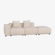 Bruna Modulaire Hoekbank Links 2-delig Met Lage Armleuning En Poef ↔︎285 Cm Corduroy Beige – Linnen - Sklum