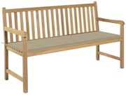 vidaXL Tuinbank met beige kussen 150 cm massief teakhout