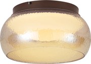 Art Deco plafondlamp bruin met amber glas incl. LED 3-staps dimbaar - Thimble